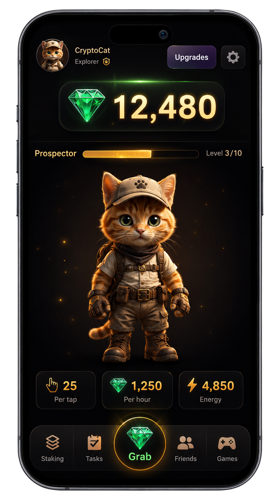 CryptoCat gameplay on a phone